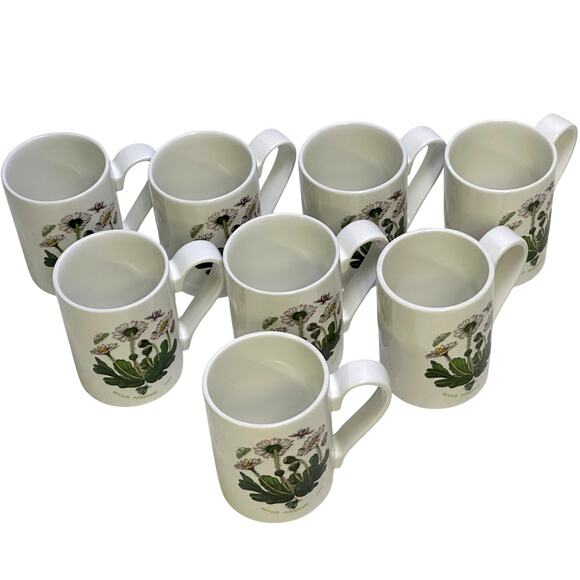 Portmeirion Vintage Botanic Garden England 'Daisy' Back Strap Handle Mug Set 8 - Picture 3 of 7